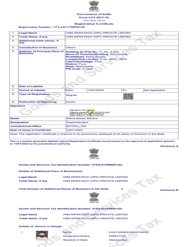 GST Registration Certificate