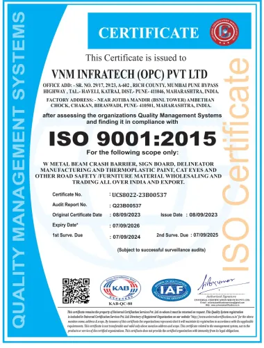 ISO 9001:2015 Quality Management System Certificate